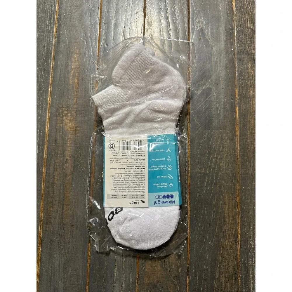 Bombas Ankle Socks White Large Honeycomb Arch Support Blister Tab